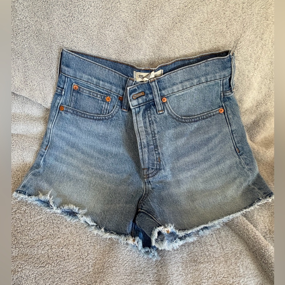 Madewell Light Blue Frayed Jean Shorts